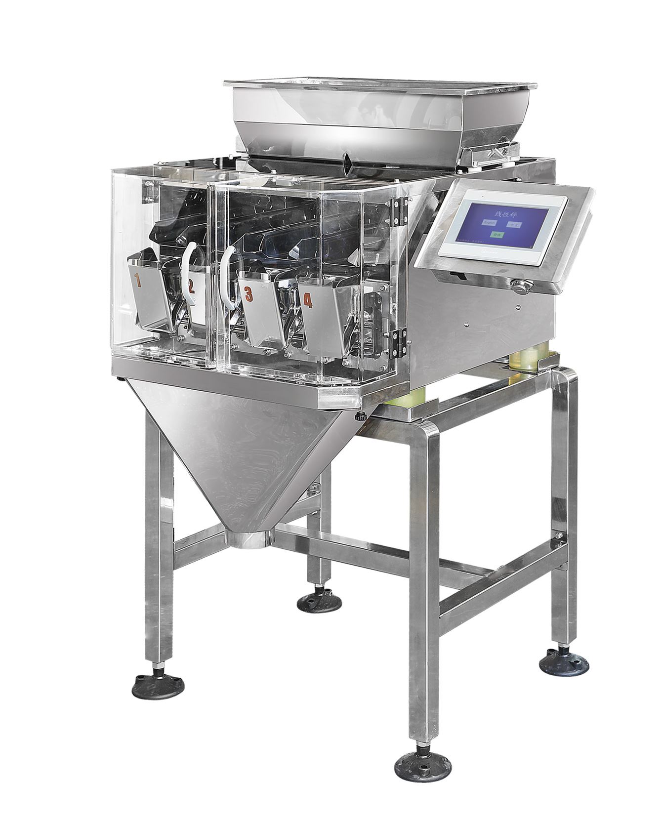 Peseuse linéaire haute vitesse UUPAC 4 têtes 0,5 L : solution compacte et précise pour les lignes de production à volume moyen