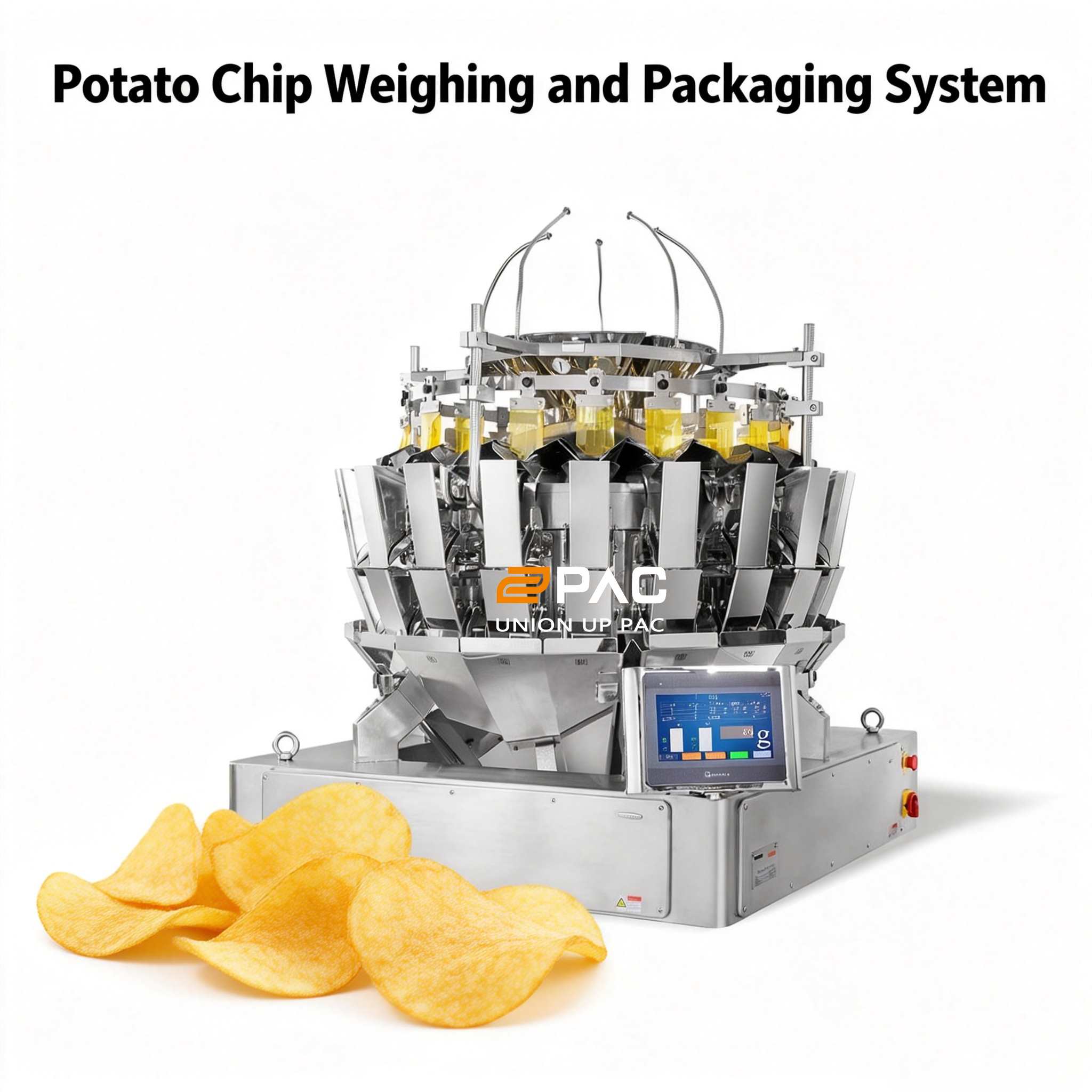 Système fiable de pesage et d'emballage de chips pour lignes de production de snacks à haute cadence
